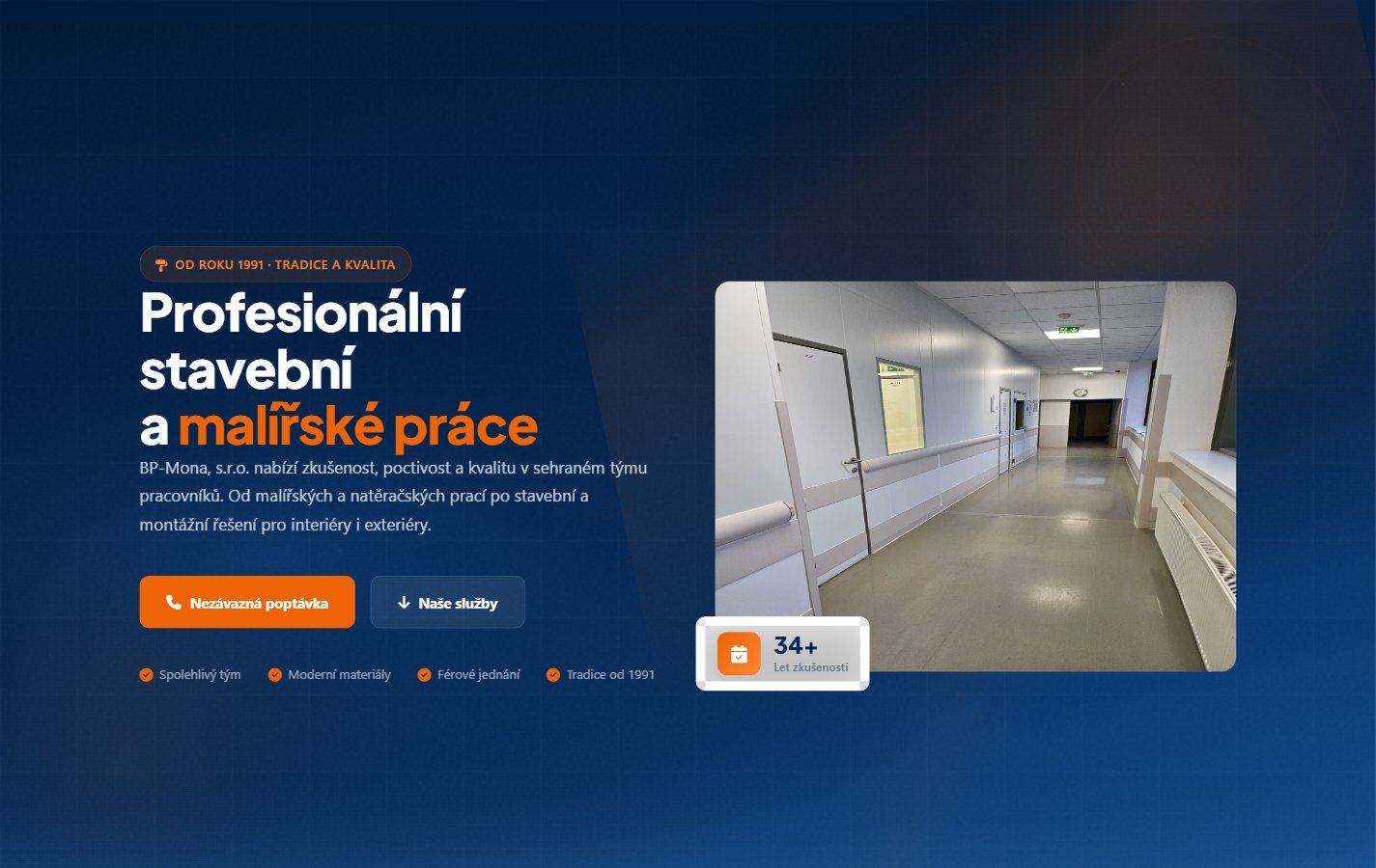 Web pro stavební a malířskou firmu BP-Mona