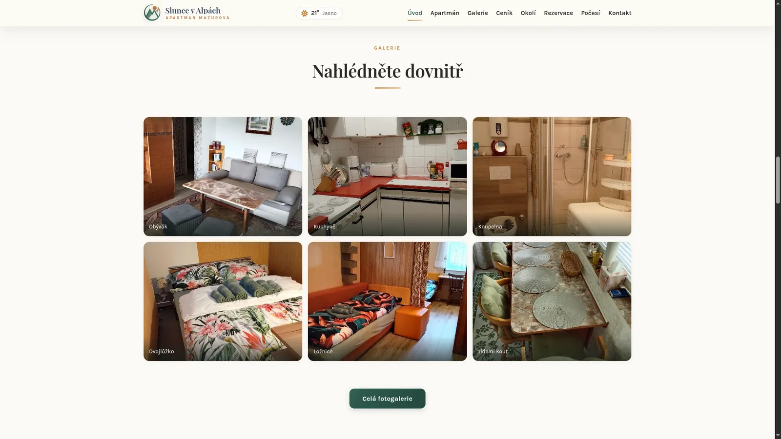 Galerie interiéru apartmánu na webu Slunce v Alpách